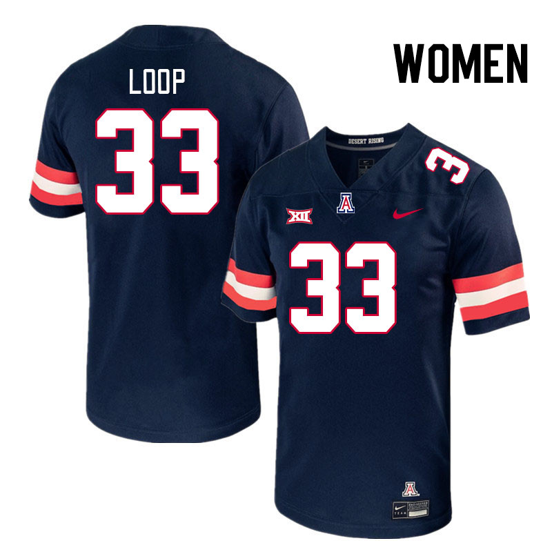 Women #33 Tyler Loop Arizona Wildcats Big 12 Conference College Football Jerseys Stitched-Navy